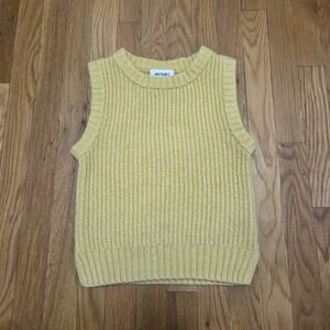 Monki Womens Preppy Casual Layered Ribbed Butter Yellow Sweater Vest Size XS
